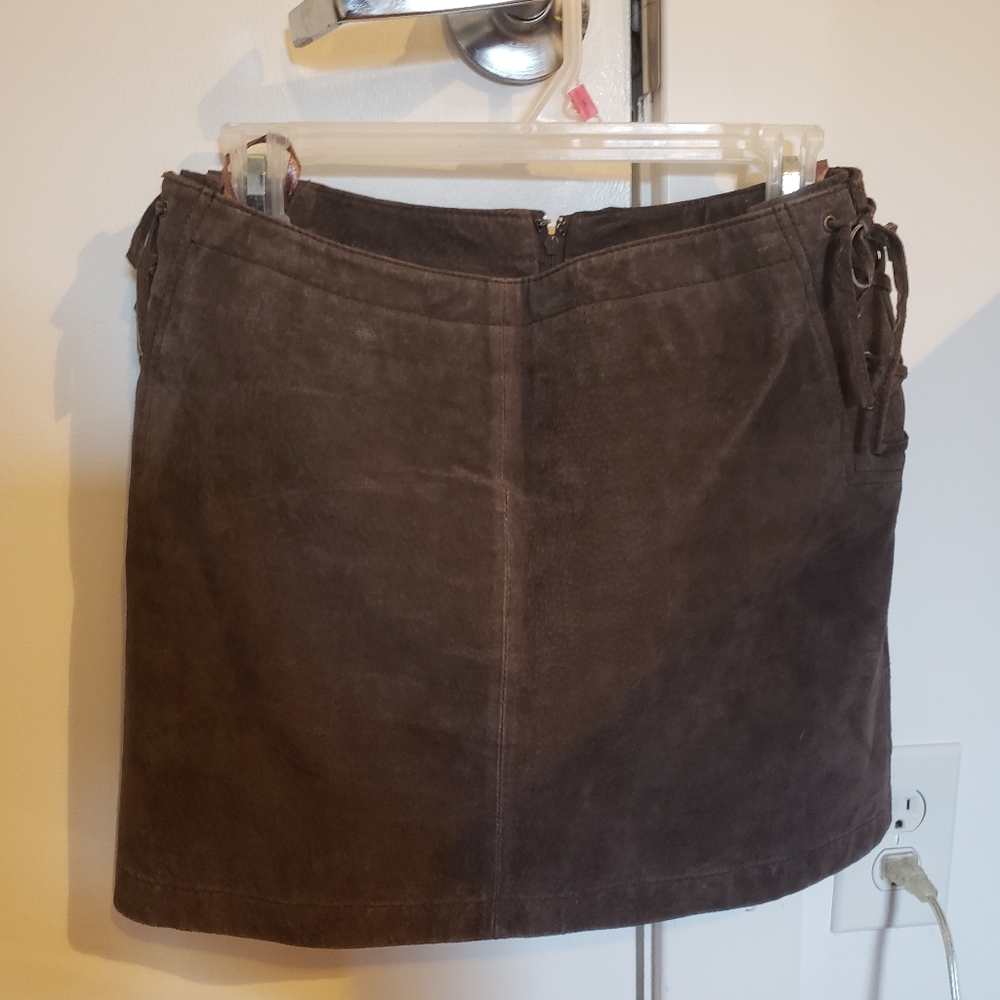 BB Dakota leather suede skirt with laces